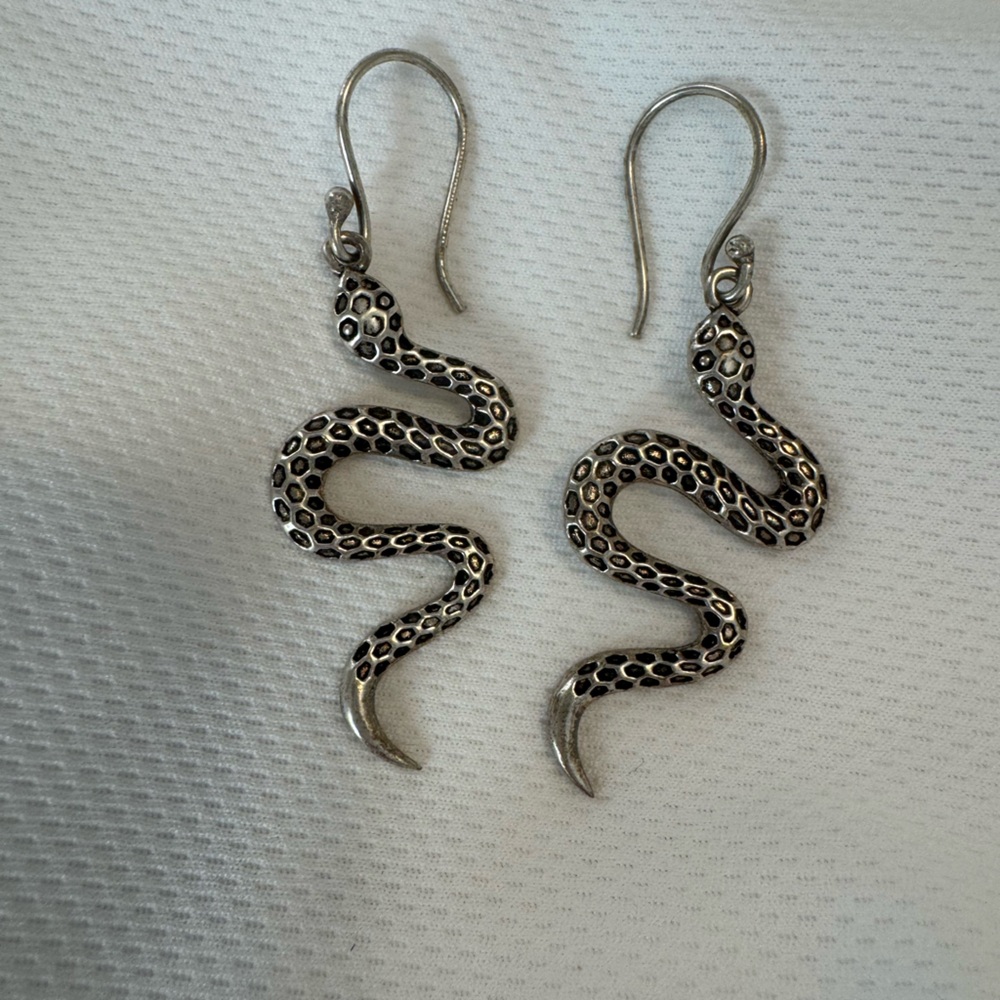 Boutique Silver Snake Earrings